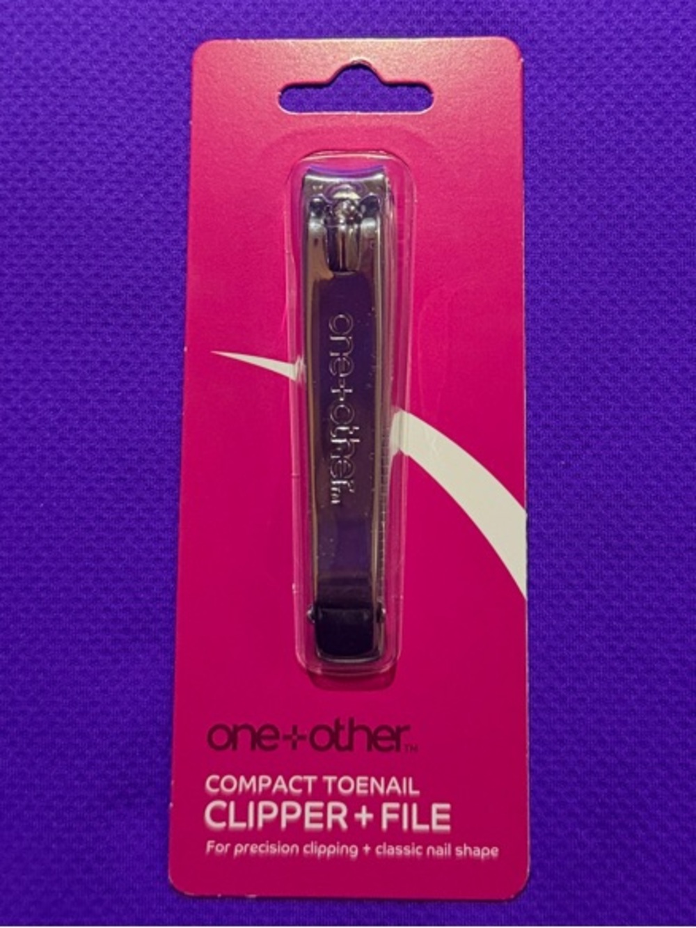 one+other Compact Toenail Clipper + File - Purple Background
